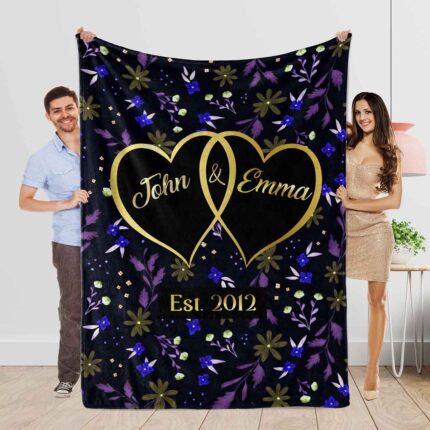 Custom Heart Blanket of couple name